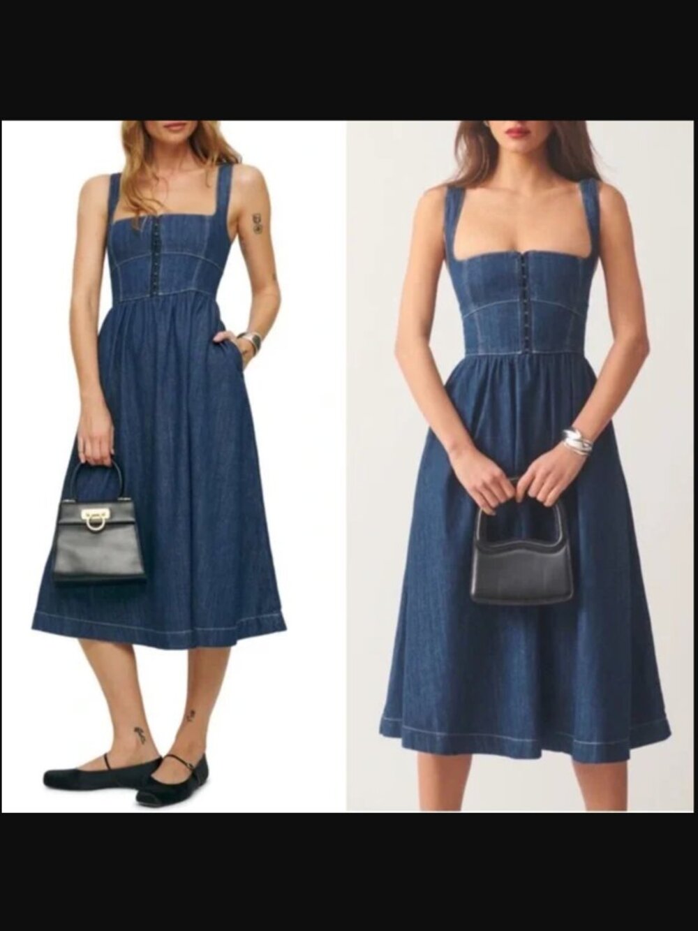Reformation Tagliatelle Denim Midi Dress 6
